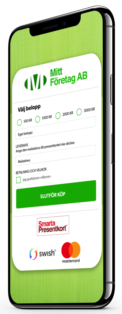 Färdig plugin-lösning av presentkort med swish & kortbetalning.
Kund mottager pdf direkt via mejl.